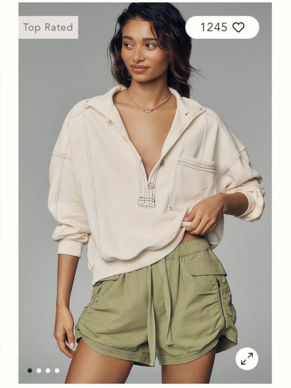 NWT Size S - Pilcro 100% Cotton Button-Front Popover Top (US$ 128)